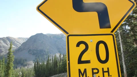 20 MPH turn sign Stock Footage 32550461