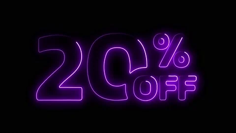 Off 20% neon text on black background. Stock-Footage 228355465