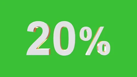 20% Number 3D Rotating  Animation with Green Screen Background Stock Footage 320223306