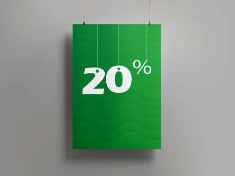 20% offer poster background design illustrator, green color 스톡 일러스트