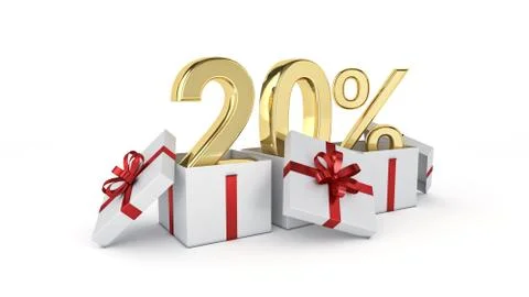 20 percent discount. 3d rendering Stock Illustration
