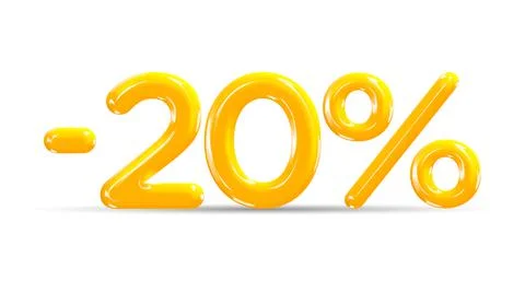 20 percent Off. Discount creative composition of golden or yellow balloons. Stock Illustration