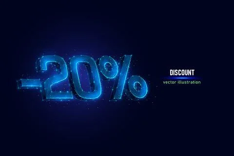 20 percent discount low poly vector illustration Stock Illustration