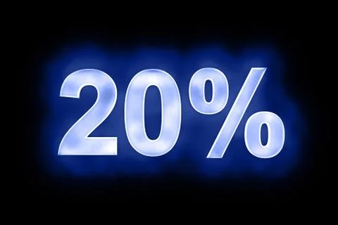 20 percent in glowing numerals on blue Stock Illustration