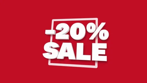 20 percent OFF. White 3D text looped animation with a twenty percent discount Stock Footage 157789761