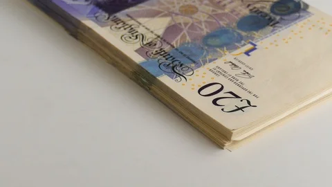 20 Pound Banknotes Rotating Closeup Stock Footage 122004264