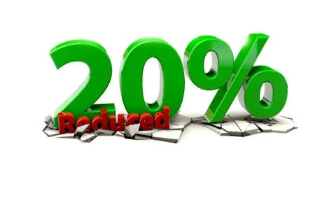 20 Precent down on a white background Stock Illustration