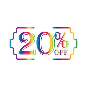 20% Off Rainbow Coupon Code Discount Promo Stock Illustration