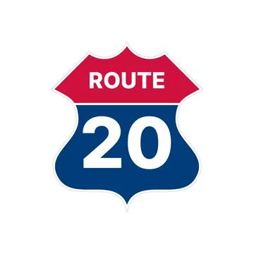 20 route sign icon. Vector road highway interstate Stock Illustration