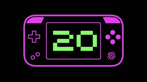 20 Second Countdown Game Console Screen 库存影片 143770054