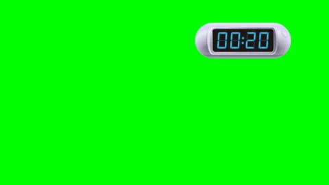 20 second Digital Countdown Timer, Counter. Right, white, isolated Stockbeeldmateriaal 86149607