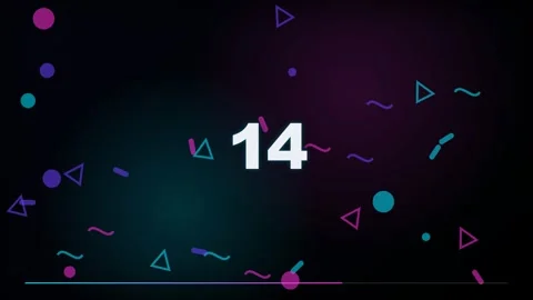 20-Second Geometric Countdown Timer with Neon Glow Stock Footage 340465243
