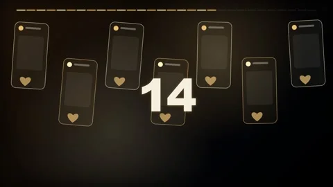 20-Second Gold Heart Smartphone Countdown Timer Stock Footage 340465364