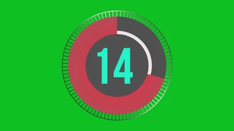 20 second green screen black &amp; red Countdown timer 库存影片 138602075