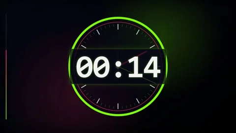 20-Second Neon Green Circular Countdown Timer Vídeo Stock 340465382