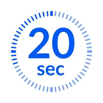 20 second timer clock. Illustrazione stock