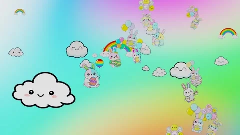 20 seconds kawaii Easter bunny balloons Stock Footage 320601918