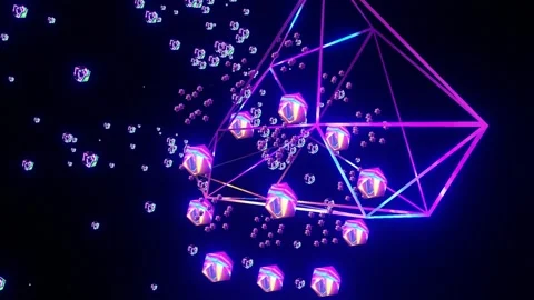 20 seconds looping tranquil icosphere moving Stock Footage 318554134