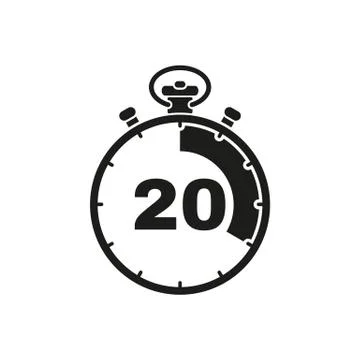The 20 seconds, minutes stopwatch icon. Clock and watch, timer, countdown symbol Stock Illustration