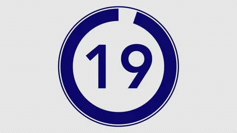 20 seconds simple countdown timer (dark blue on transparent background) Stock Footage 166941566