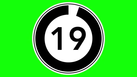 20 seconds simple countdown timer, circular cutout, chroma key background Video stock 245419437