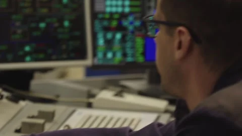 20 Sep 2025, Netishyn, Ukraine. Nuclear reactor control unit at a NPP Stock Footage 313809202
