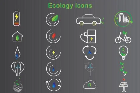 20 set ecology icon,vector design Illustrazione stock