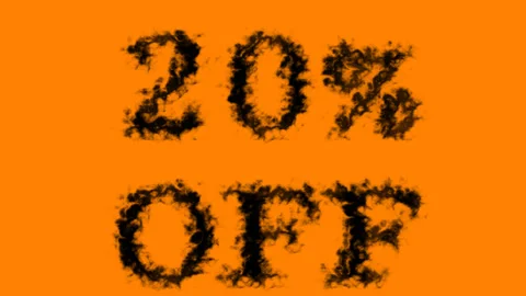 20% Off smoke text effect orange isolated background Stock Footage 139611410