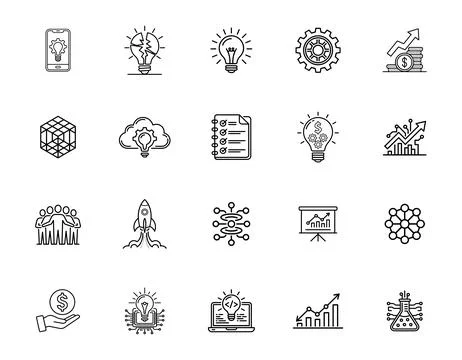 20 Tech Startup and Innovation Icons set Stock Illustration
