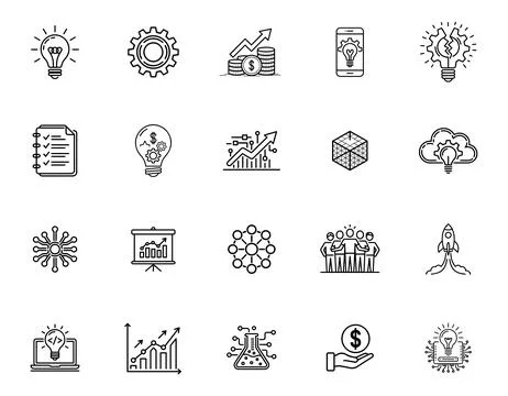 20 Tech Startup and Innovation Icons set Stock Illustration