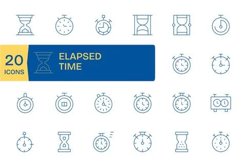 20 Thin Line Editable Vector Icons tailored for Elapsed Time Retina Ready i.. Illustrazione stock