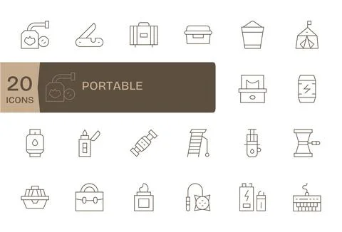 20 Thin Line Pixel Aligned Vector Icons crafted for Portable 256x256 applic.. Stock Illustration