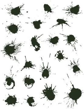 20 unique hand drawn ink blots Illustration