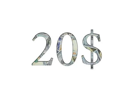 $ 20. Us dollar banknotes. The texture of the money. Isolated on white backgr Stock Photos