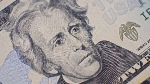 20 USD close up. 20 dollar, money background. Close up of 20 dollars details. Stock Footage 127848588