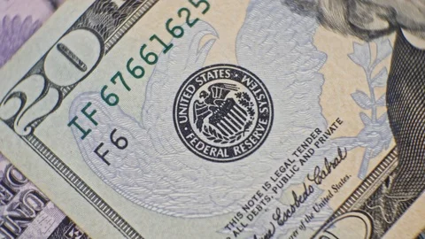 20 USD currency details close up Vídeo Stock 125617587
