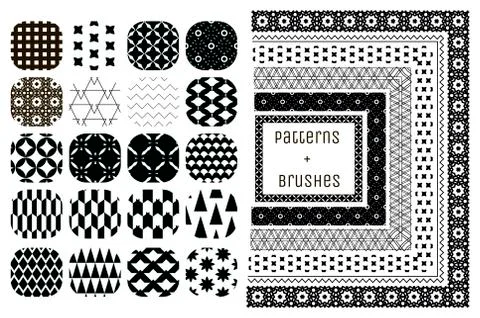 20 Vector Geometric Patterns and 6 Pattern Brushes イラスト素材