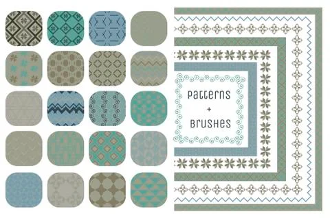 20 Vector Geometric Patterns and 7 Pattern Brushes Stockillustratie
