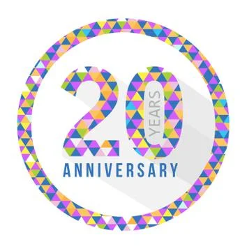 20 year anniversary triangle shape sign pattern Illustrazione stock