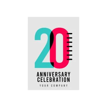20 Year Anniversary Vector Template Design Illustration Stock Illustration