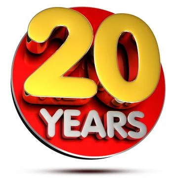 20 Years 3D rendering on white background.(with Clipping Path). Stock Illustration