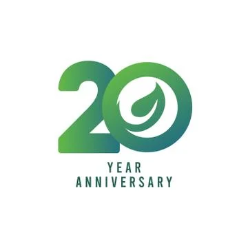 20 Years Anniversary Leaf Vector Template Design Illustration Stock Illustration