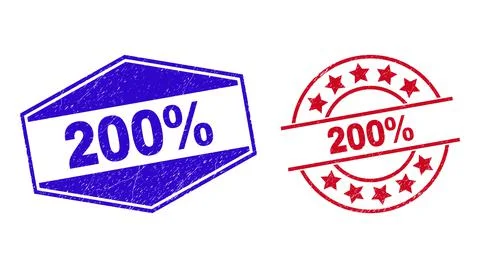 200% Corroded Stamp Seals in Circle and Hexagonal Forms Illustrazione stock