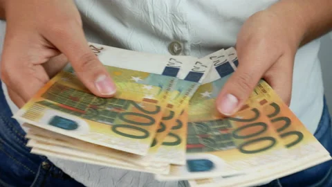 200 euro banknotes Stock Footage 234127947