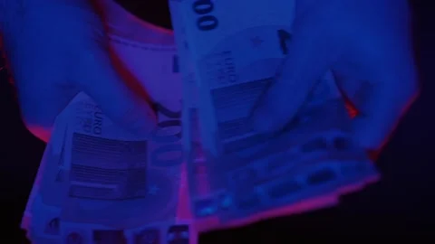 200 Euro bills counted by hands Stock Footage 235478271