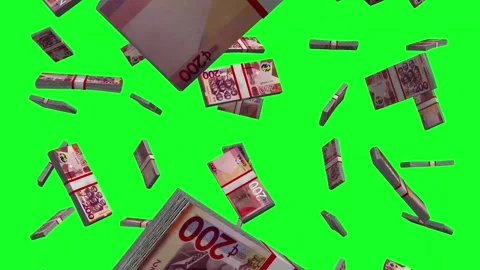 200 Ghana Cedis Note Banknotes Falling Animation on Green Screen Video stock 296229785