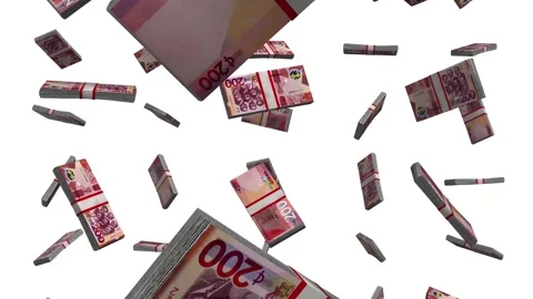 200 Ghana Cedis Note Banknotes Falling Animation on White Screen Stock Footage 296229788