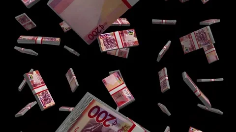 200 Ghana Cedis Note Banknotes Falling Animation on Black Screen Stock Footage 296229789