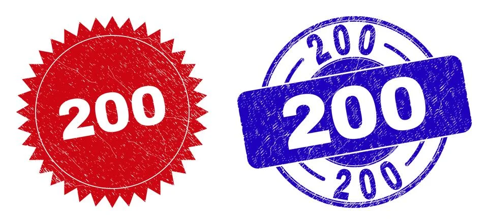 200 Rounded and Rosette Watermarks with Unclean Texture Stock Illustration