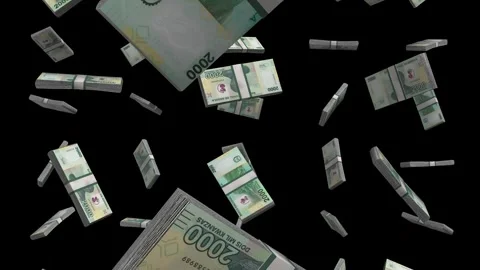2000 Angolan Kwanza Falling Animation on Black Screen Stock-Footage 303382835